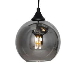 QAZQA Hängelampe schwarz mit Rauchglas rund 7-flammig - Sandra