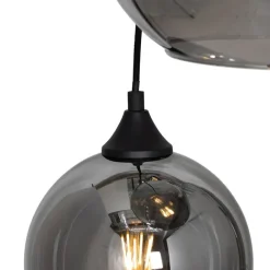 QAZQA Hängelampe schwarz mit Rauchglas rund 7-flammig - Sandra