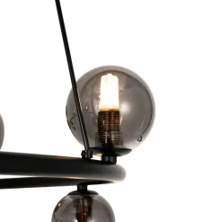 QAZQA Hängelampe schwarz mit Rauchglas rund 8-flammig - Monaco