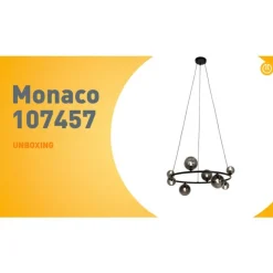 QAZQA Hängelampe schwarz mit Rauchglas rund 8-flammig - Monaco