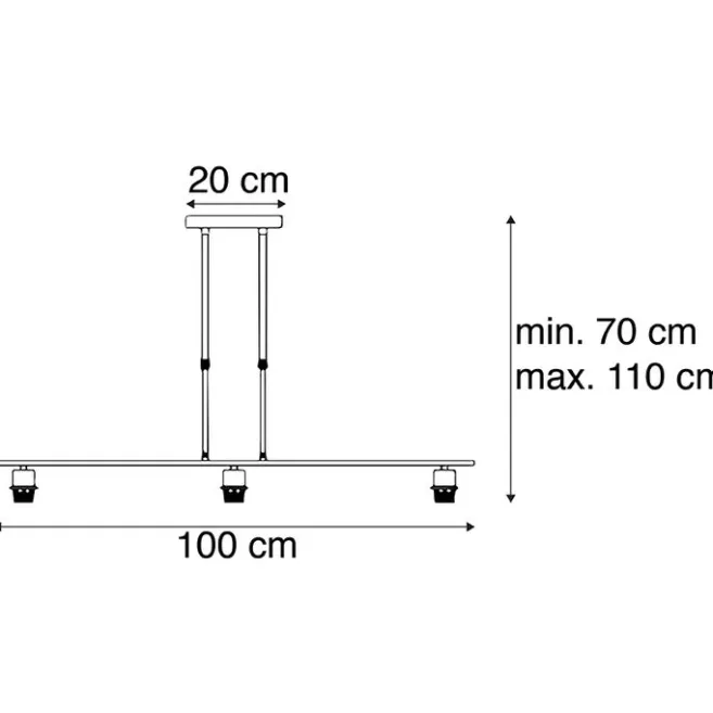 QAZQA Hängelampe schwarz ohne Schirm - Combi 3 Deluxe