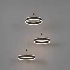 QAZQA Hängelampe schwarz rund inkl. LED 3-stufig dimmbar 3-Licht - Lyani