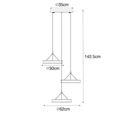 QAZQA Hängelampe schwarz rund inkl. LED 3-stufig dimmbar 3-Licht - Lyani