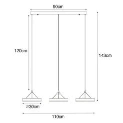 QAZQA Hängelampe Stahl länglich inkl. LED 3-Stufen dimmbar 3-Licht - Lyani