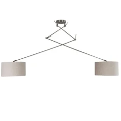 QAZQA Hängelampe Stahl mit Schirm 35 cm hellgrau verstellbar - Blitz II