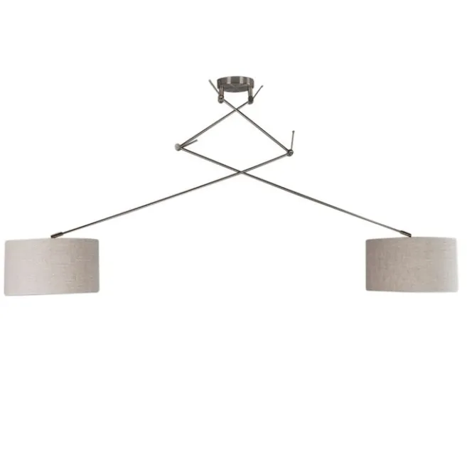 QAZQA Hängelampe Stahl mit Schirm 35 cm hellgrau verstellbar - Blitz II