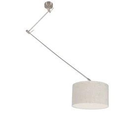 QAZQA Hängelampe Stahl mit Schirm 35 cm grau verstellbar - Blitz I