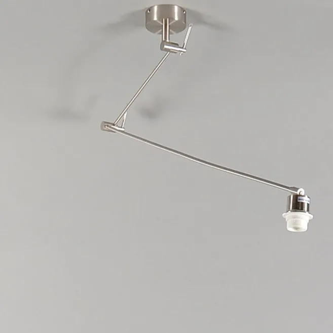 QAZQA Hängelampe Stahl mit Schirm 35 cm grau verstellbar - Blitz I