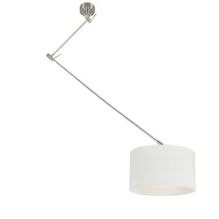 QAZQA Hängelampe Stahl mit Schirm 35 cm weiß verstellbar - Blitz I