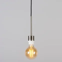 QAZQA Hängelampe Stahl mit schwarzem Kabel - Combi 1