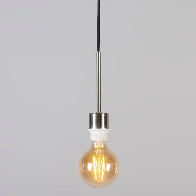 QAZQA Hängelampe Stahl mit schwarzem Kabel - Combi 1