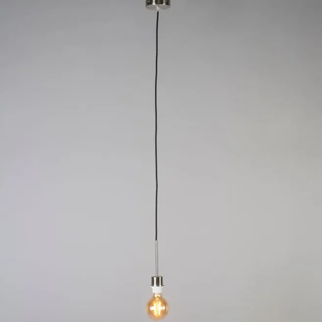 QAZQA Hängelampe Stahl mit schwarzem Kabel - Combi 1