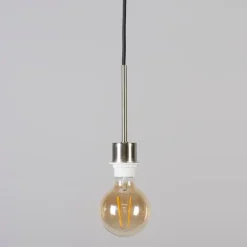 QAZQA Hängelampe Stahl mit schwarzem Kabel - Combi 1