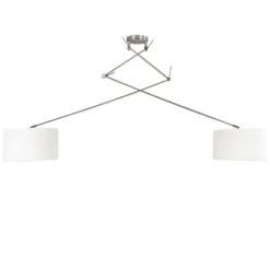 QAZQA Hängelampe Stahl mit zwei Lampenschirmen 35 cm weiß verstellbar - Blitz II