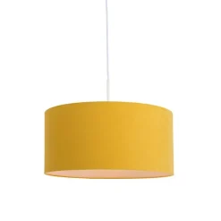 QAZQA Hängelampe weiß mit gelbem Schirm 50 cm - Combi 1