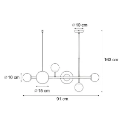 QAZQA Hotel Chic Hängelampe Gold mit Opalweißem Glas 6-Lichter - Monaco