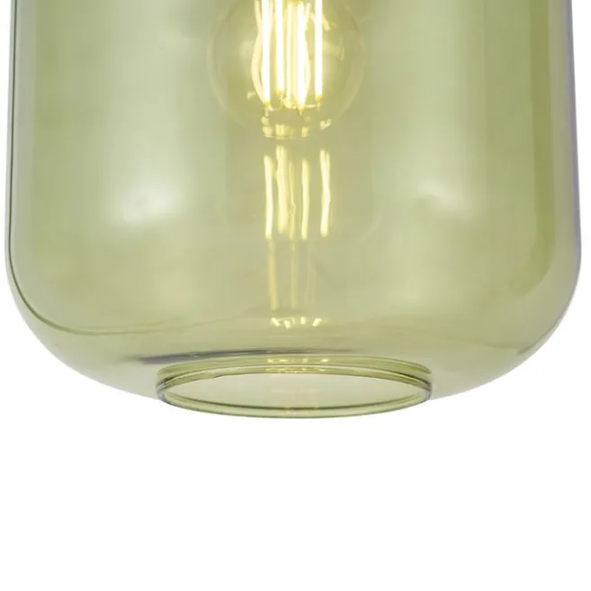 QAZQA Hotel Chic Hängelampe Schwarz mit Gold und Grün Glas 3-Licht - Zuzanna