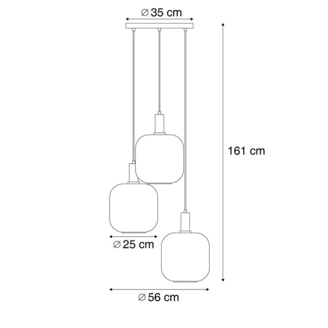 QAZQA Hotel Chic Hängelampe Schwarz mit Gold und Grün Glas 3-Licht - Zuzanna