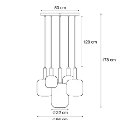 QAZQA Hotel Chic Hängelampe Schwarz und Gold mit grünem Glas 5-Lichter - Zuzanna