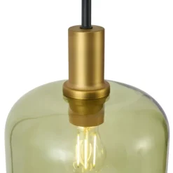 QAZQA Hotel Chic Hängelampe Schwarz und Gold mit grünem Glas 5-Lichter - Zuzanna