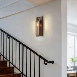 QAZQA Hotel Chic Wandleuchte Dunkelbronze mit bernsteinfarbenem Glas - Stavelot