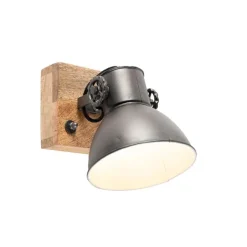 QAZQA Industrie Spot schwarz mit Mangoholz 18 cm - Mangos