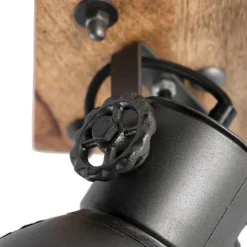 QAZQA Industrie Spot schwarz mit Mangoholz 18 cm - Mangos