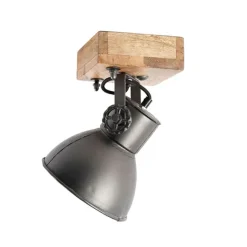 QAZQA Industrie Spot schwarz mit Mangoholz 18 cm - Mangos