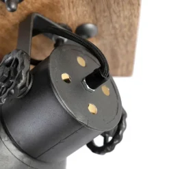 QAZQA Industrie Spot schwarz mit Mangoholz 18 cm - Mangos