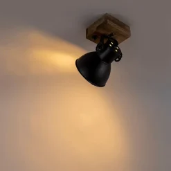 QAZQA Industrie Spot schwarz mit Mangoholz 18 cm - Mangos