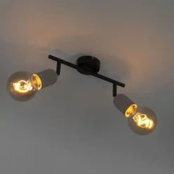 QAZQA Industriefleck schwarz mit Beton 2-Licht - Pedra