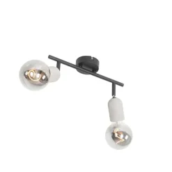 QAZQA Industriefleck schwarz mit Beton 2-Licht - Pedra