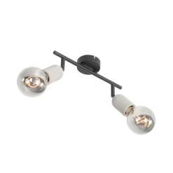 QAZQA Industriefleck schwarz mit Beton 2-Licht - Pedra