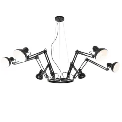 QAZQA Industrie-Hängelampe schwarz 6-flammig verstellbar - Hobby Spinne