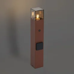 QAZQA Industrielle Außenleuchte Rostbraun mit Rauchglas 50cm mit Dämmerungssensor - Dänemark