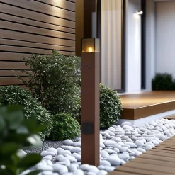 QAZQA Industrielle Außenleuchte Rostbraun mit Rauchglas 70cm mit Dämmerungssensor IP44 - Dänemark