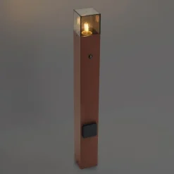 QAZQA Industrielle Außenleuchte Rostbraun mit Rauchglas 70cm mit Dämmerungssensor IP44 - Dänemark