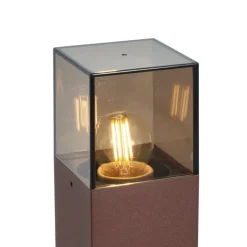 QAZQA Industrielle Außenleuchte Rostbraun mit Rauchglas 70cm mit Dämmerungssensor IP44 - Dänemark