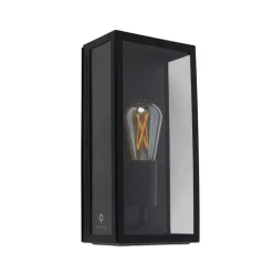 QAZQA Industrielle Außenwandlampe schwarz IP44 mit Glas - Rotterdam