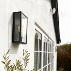 QAZQA Industrielle Außenwandlampe schwarz IP44 mit Glas - Rotterdam