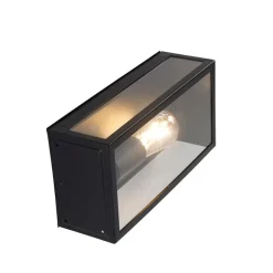 QAZQA Industrielle Außenwandlampe schwarz IP44 mit Glas - Rotterdam