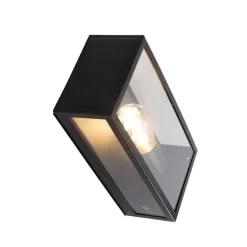 QAZQA Industrielle Außenwandlampe schwarz IP44 mit Glas - Rotterdam