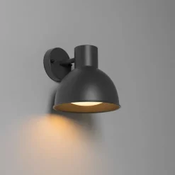 QAZQA Industrielle Außenwandleuchte dunkelgrau rund IP44 - Natas