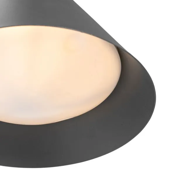 QAZQA Industrielle Außenwandleuchte dunkelgrauer Kegel IP44 - Natas