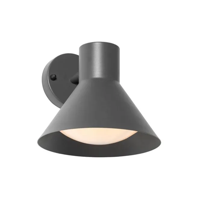 QAZQA Industrielle Außenwandleuchte dunkelgrauer Kegel IP44 - Natas