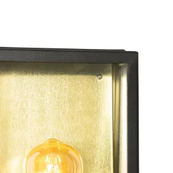 QAZQA Industrielle Außenwandleuchte schwarz mit Gold IP44 - Rotterdam