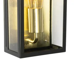 QAZQA Industrielle Außenwandleuchte schwarz mit Gold IP44 - Rotterdam