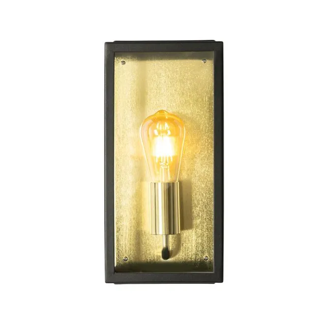 QAZQA Industrielle Außenwandleuchte schwarz mit Gold IP44 - Rotterdam