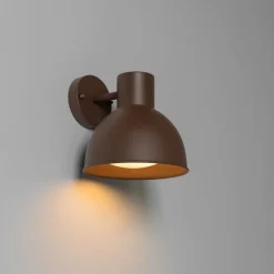 QAZQA Industrielle Außenwandleuchte rostbraun rund IP44 - Natas