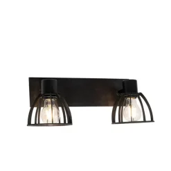 QAZQA Industrielle Deckenlampe schwarz 2-flammig - Fotu